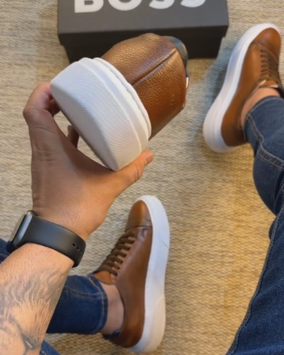 Leather Triple Stitch Sneakers