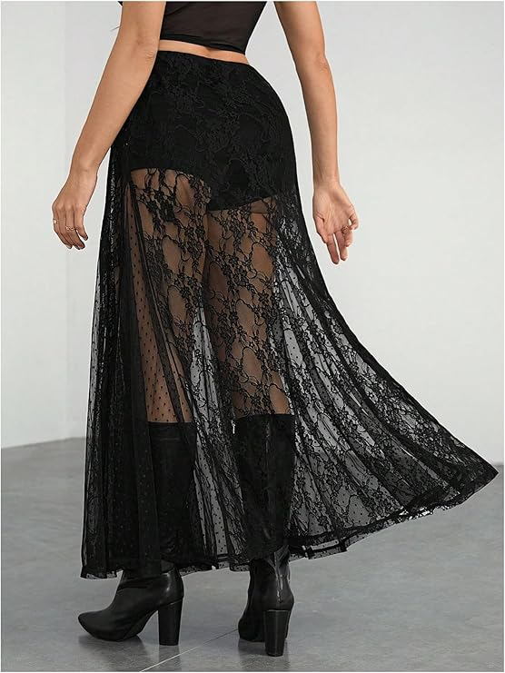 Sheer Lace Maxi Skirts