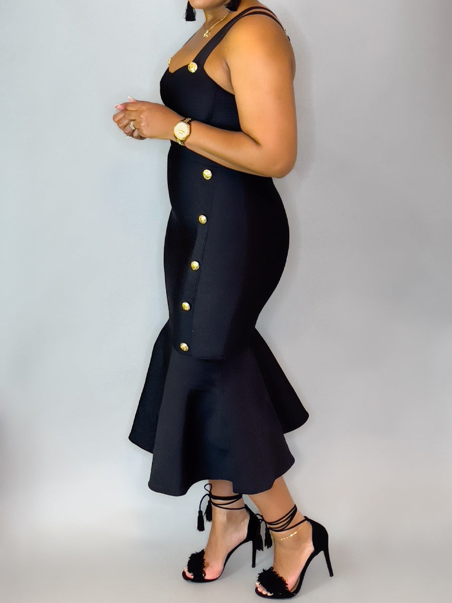 Button Up Mermaid Bandage Skirt Set