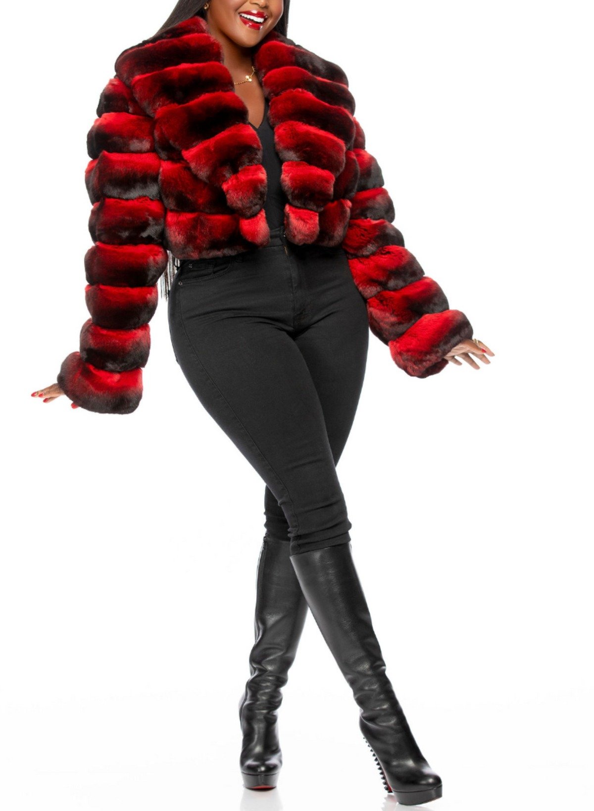 Candice Cropped Chinchilla Red