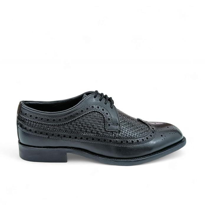 Weaved Leather Derby Brogue Shoes