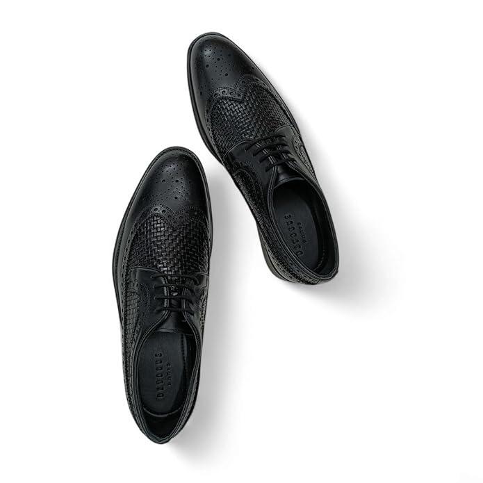 Weaved Leather Derby Brogue Shoes