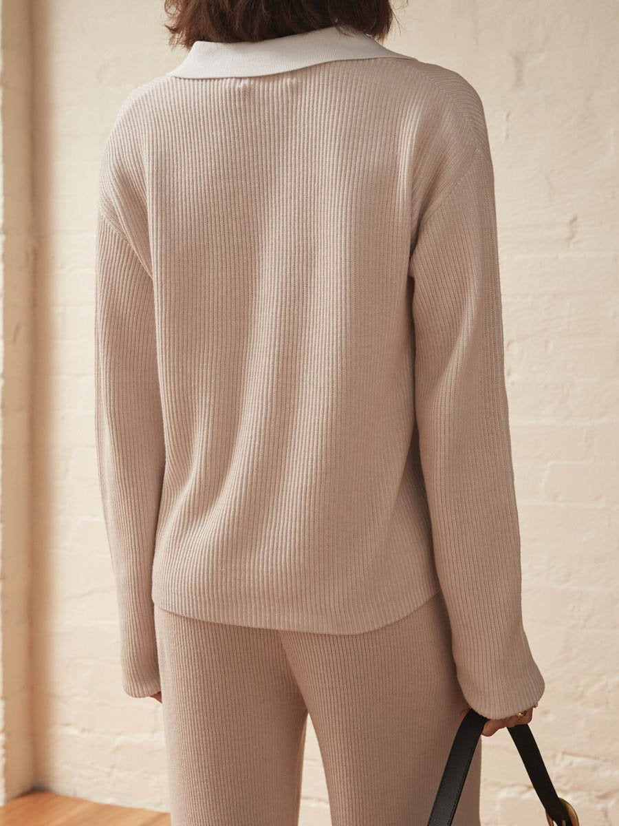 Patchwork Knit Two Pieces Set