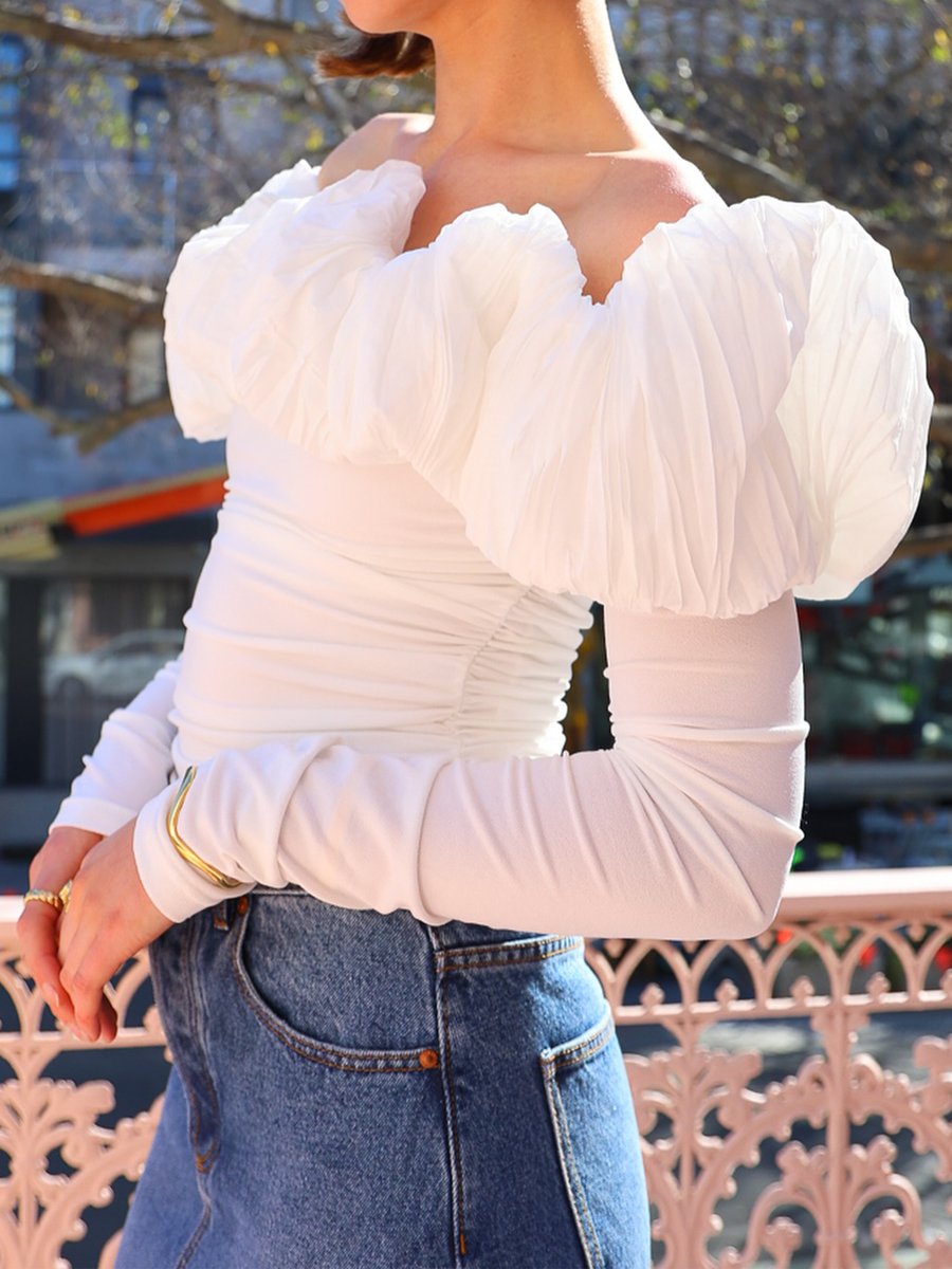 Off Shoulder Elegant Pleated Top