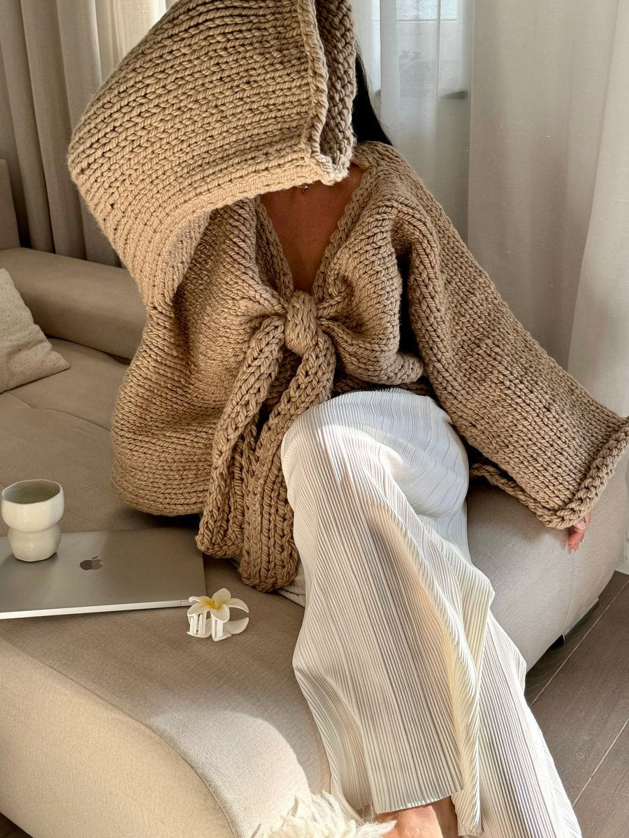 Sweet Cute Bow Thick Needle Sweater
