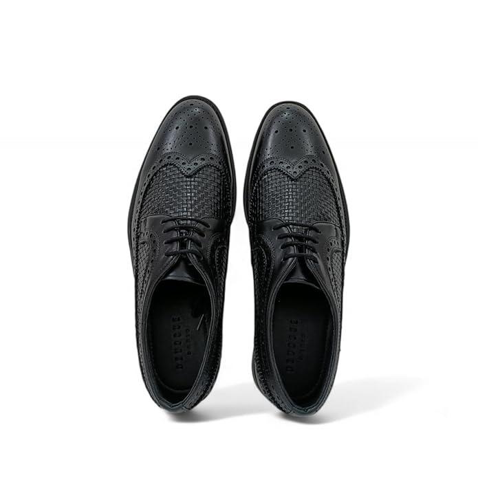 Weaved Leather Derby Brogue Shoes