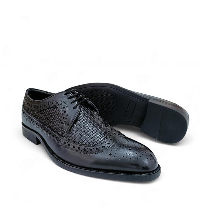 Weaved Leather Derby Brogue Shoes