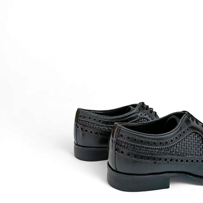 Weaved Leather Derby Brogue Shoes