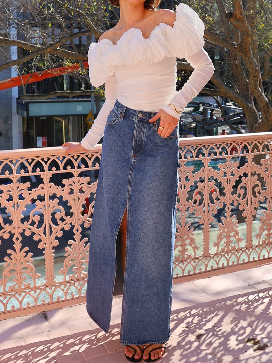 Off Shoulder Elegant Pleated Top