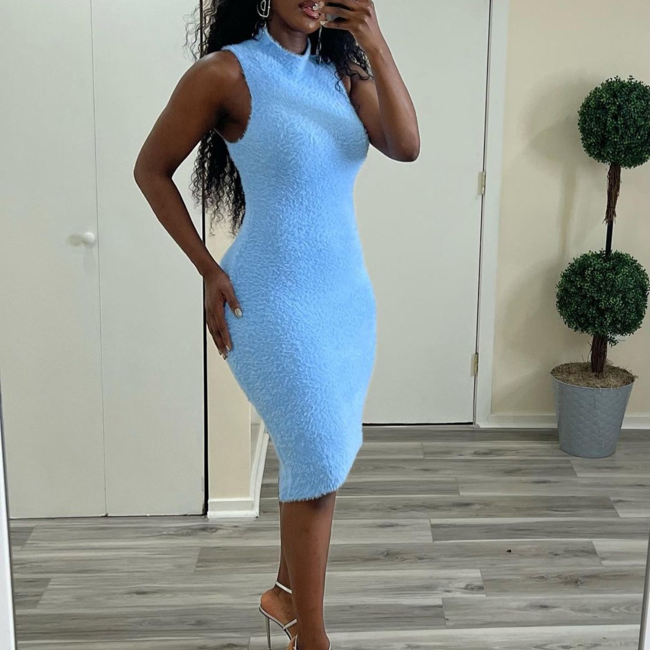 Sleeveless Sweater Dress with a Matching Cape