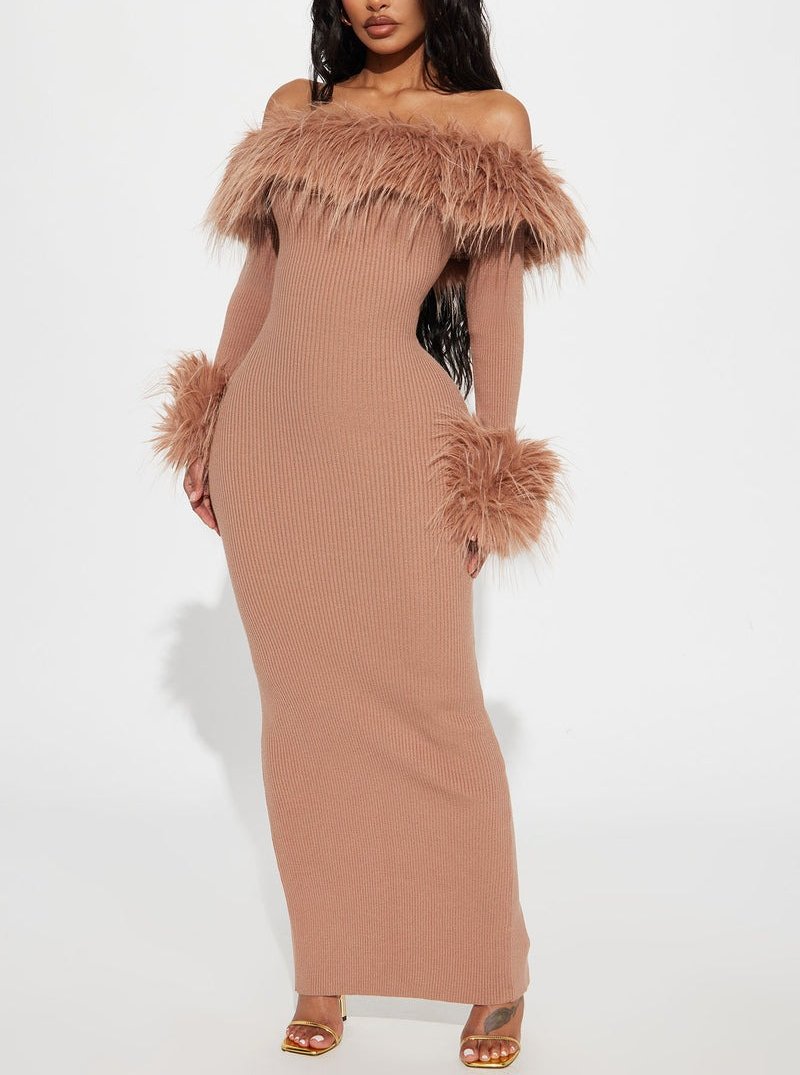Jenna Faux Fur Sweater Maxi Dress