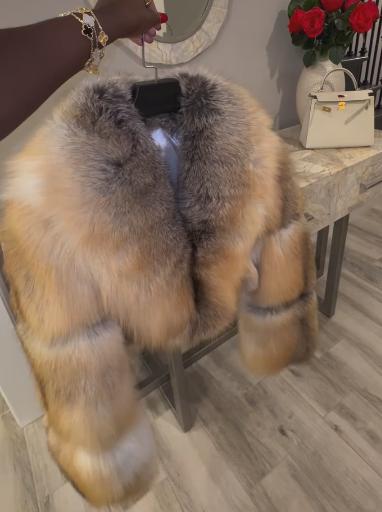 Trinity Cropped Golden Island Fur Jacket