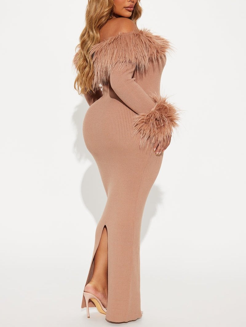 Jenna Faux Fur Sweater Maxi Dress