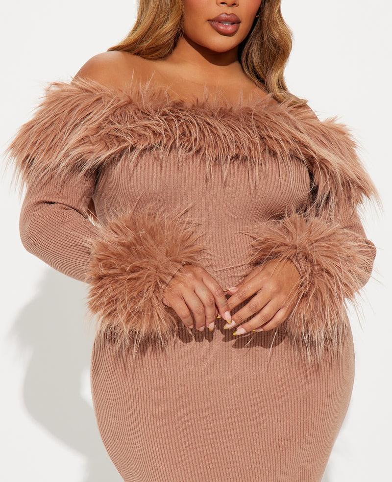 Jenna Faux Fur Sweater Maxi Dress