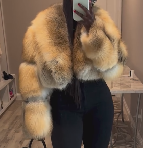 Trinity Cropped Golden Island Fur Jacket