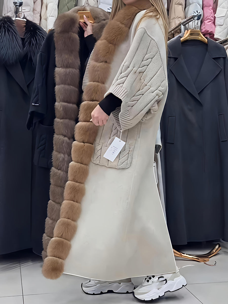 Faux Fox Fur Sweater Long Cardigan