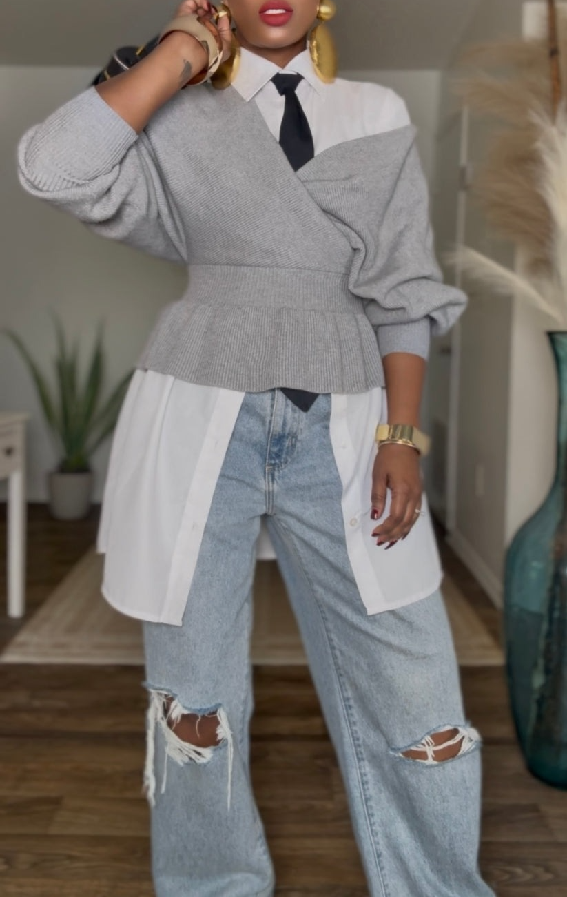 Grey Peplum Sweater