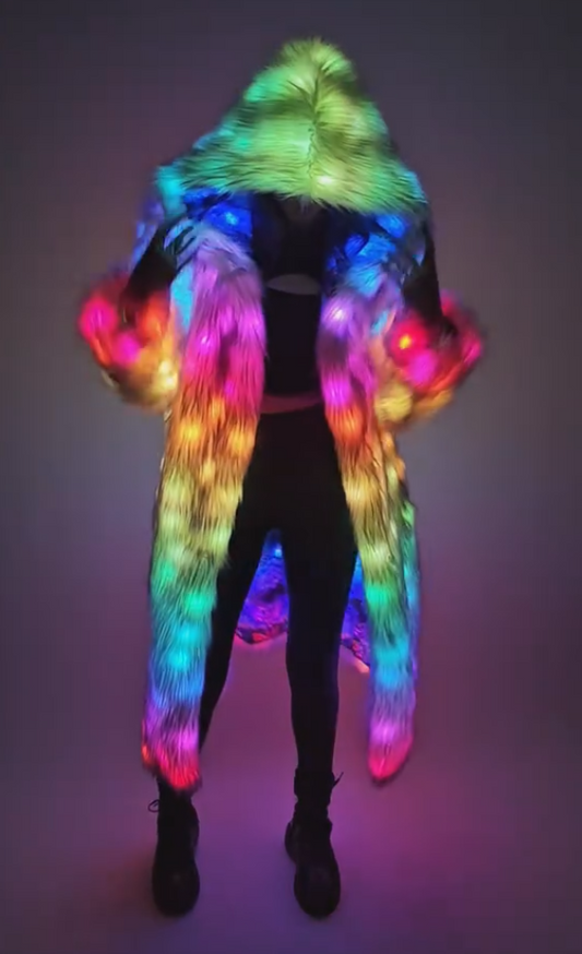 Rainbow Glow Fur Coat
