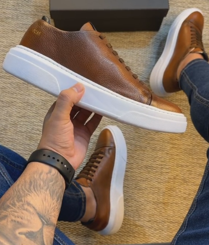 Leather Triple Stitch Sneakers