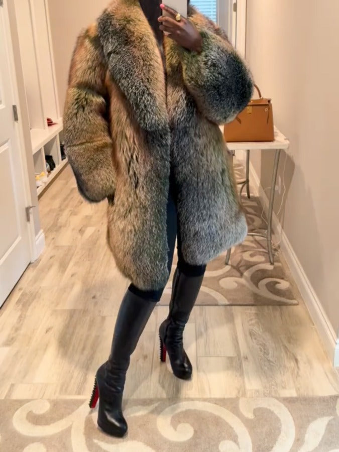 Fox Fur Mid-length Coat