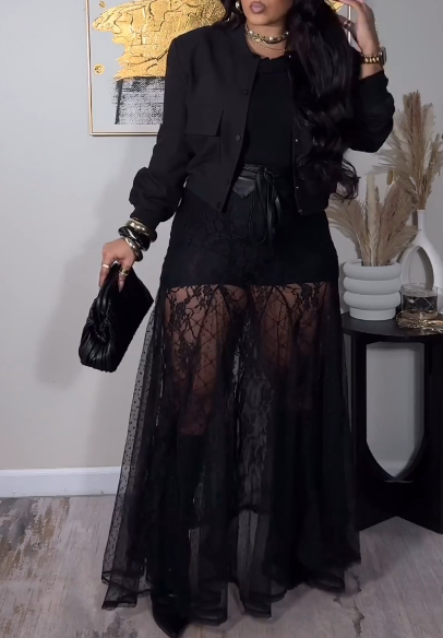 Sheer Lace Maxi Skirts