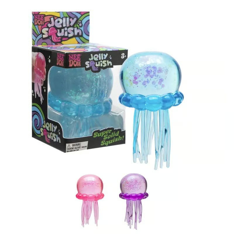 NeeDoh Schylling Jellyfish Squish – Soft Gel-Filled Sensory Squeeze Toy for Home, Office & Travel