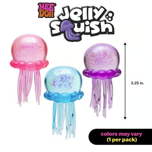 NeeDoh Schylling Jellyfish Squish – Soft Gel-Filled Sensory Squeeze Toy for Home, Office & Travel