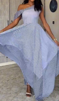 Blue Striped Maxi Dress