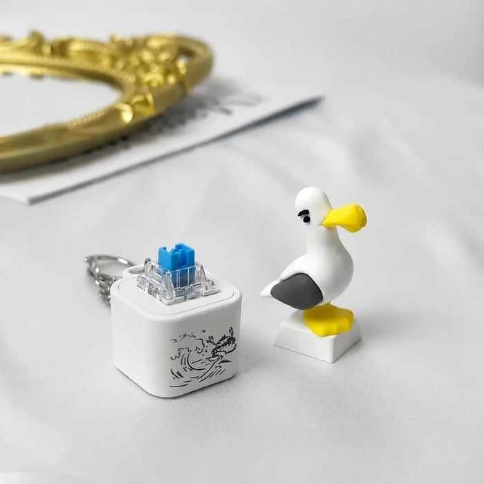 Seagull "MINE!" Sound Button Keychain – Real Sound & LED Light Fun Gift