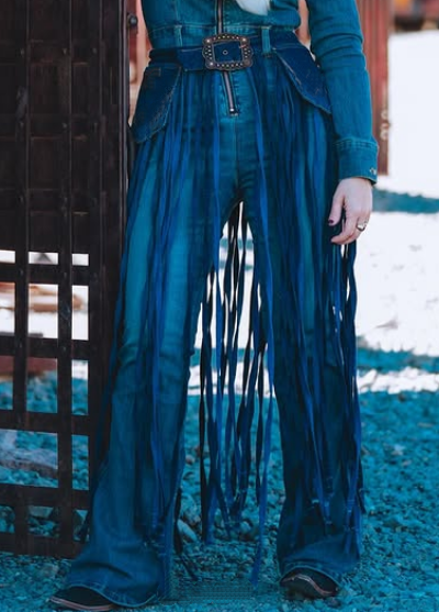 Cowgirl Denim Fringe Belt