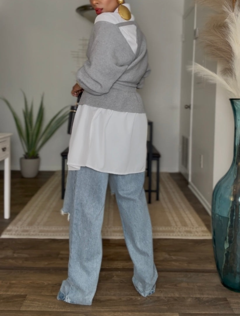 Grey Peplum Sweater