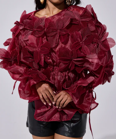 Demure 3D Flower Blouse