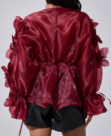 Demure 3D Flower Blouse