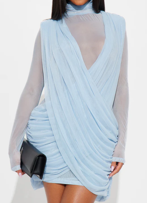 Babyblue Mesh Mini Dress