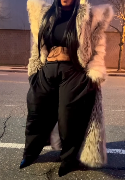 Statement Shoulder Faux Fur Coat