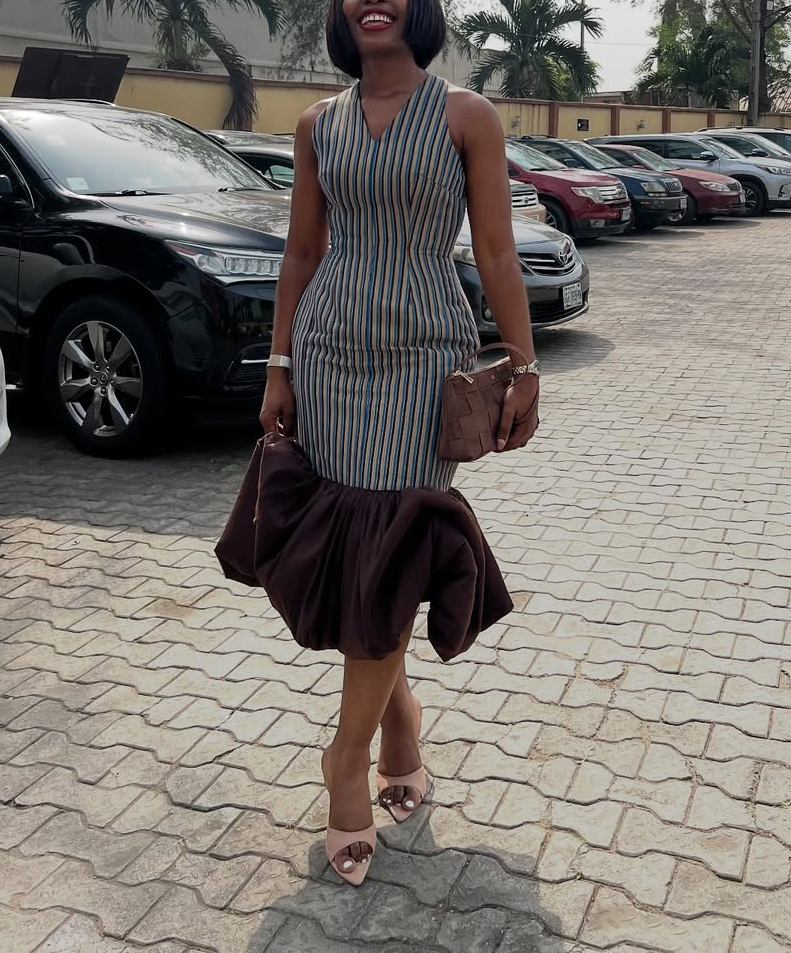 Tailored Contrast Bubble Hem Dress