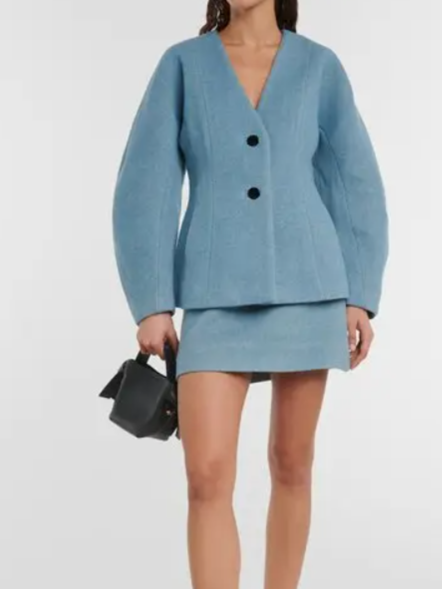 V-Neck Waist Shape Sleeve Jacket