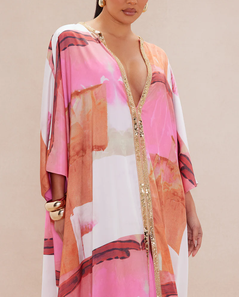 Sabina Satin Kaftan Dress