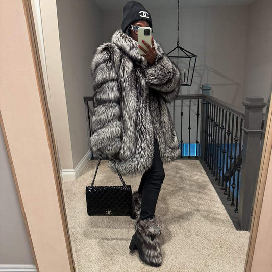 Silvia Silver Fur Coat