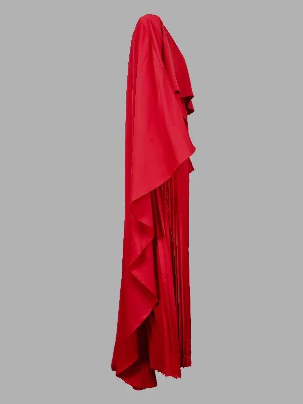 Cape High-Low Pleated Solid Color Split-Joint Round-Neck Evening Dresses Maxi Dresses