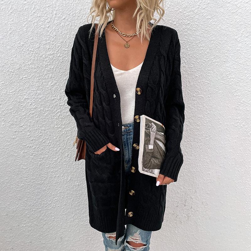 Long Buttoned Knit Cardigan