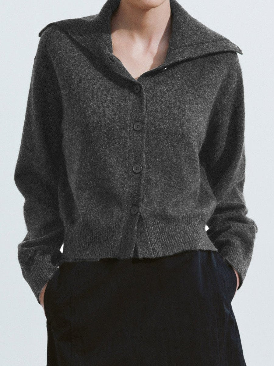 Stand-neck Knitted Sweater Cardigan