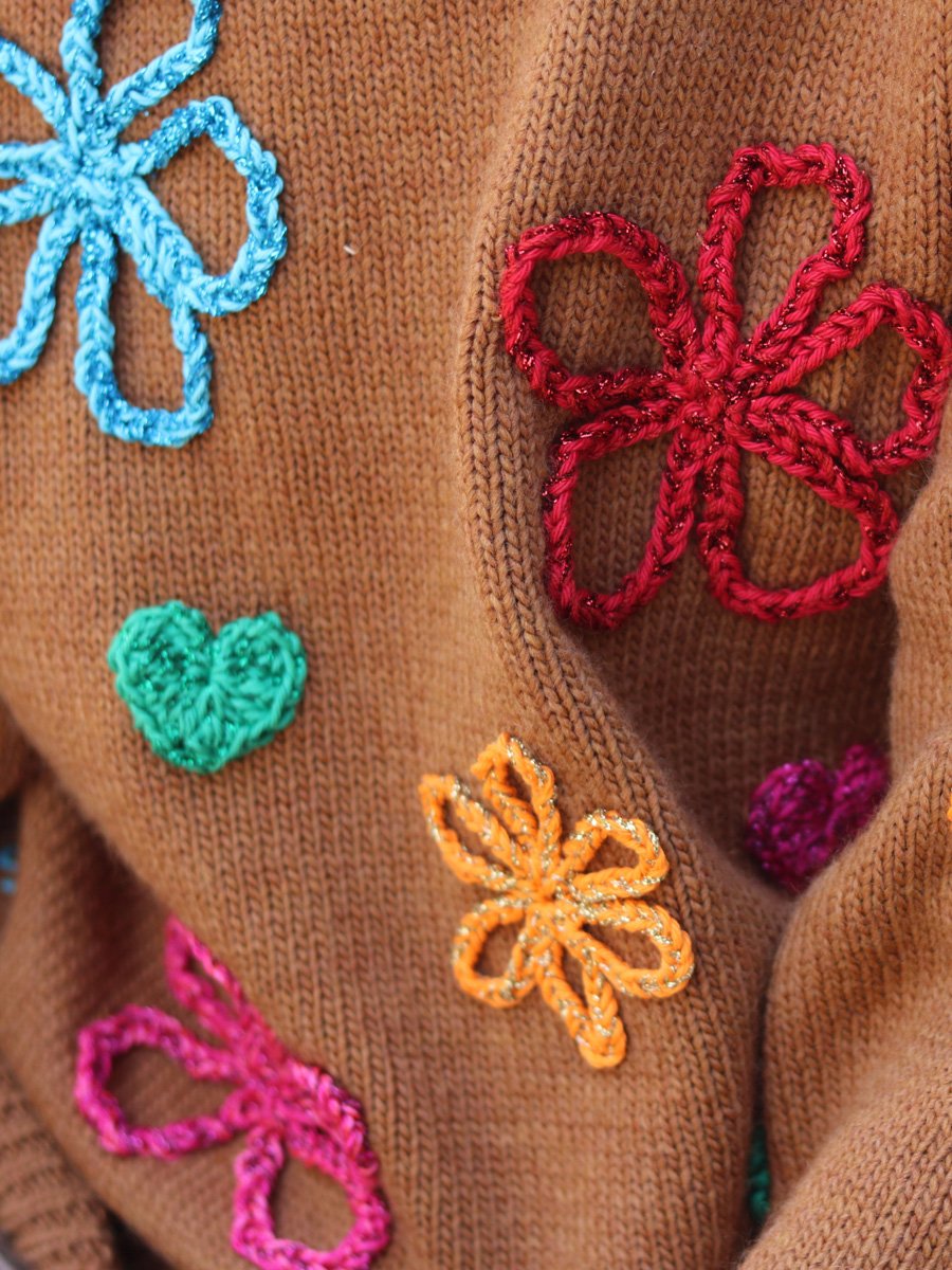 Flower Embroidered Knitted Sweater