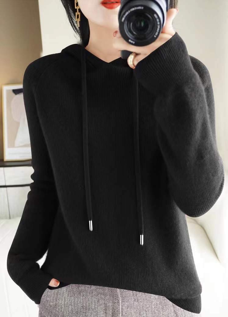 Loose Hooded Knitted Sweater