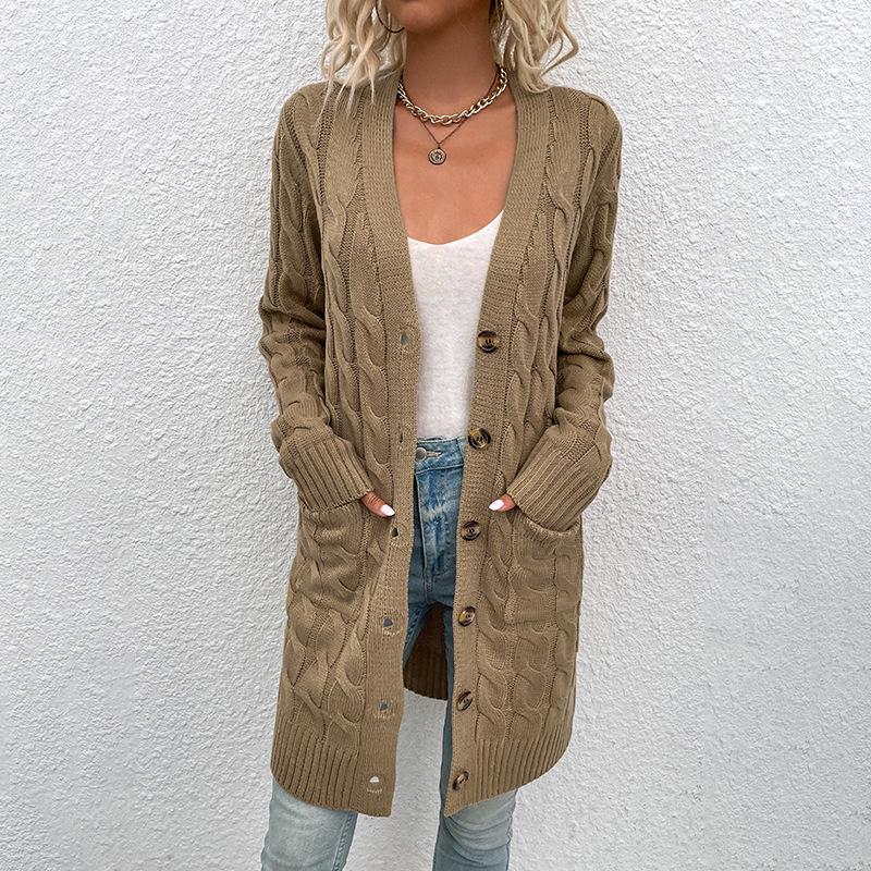 Long Buttoned Knit Cardigan