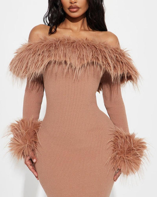 Jenna Faux Fur Sweater Maxi Dress