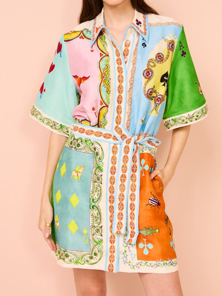 Casual Fashion Printed Shirt Dress