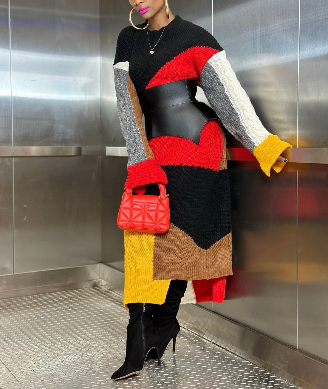 ColorBlock Sweater Dress